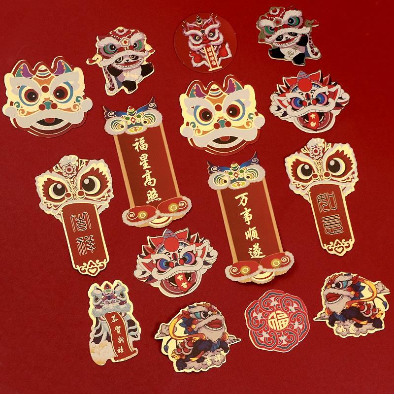 Huaxi tarjeta de Año Nuevo rojo chino tarjeta de decoración de barril de bendición tarjeta de elevación estampado orar colgante material floral de Año Nuevo