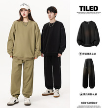 大码卫衣套装男士春秋季2025新款情侣休闲运动男生酷帅穿搭一整套