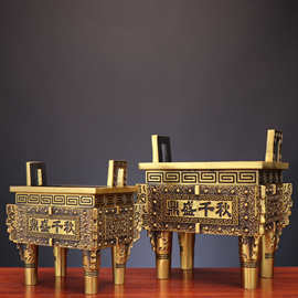 铜鼎 铜 鼎盛千秋  家居店铺铜鼎摆件  鼎   方鼎