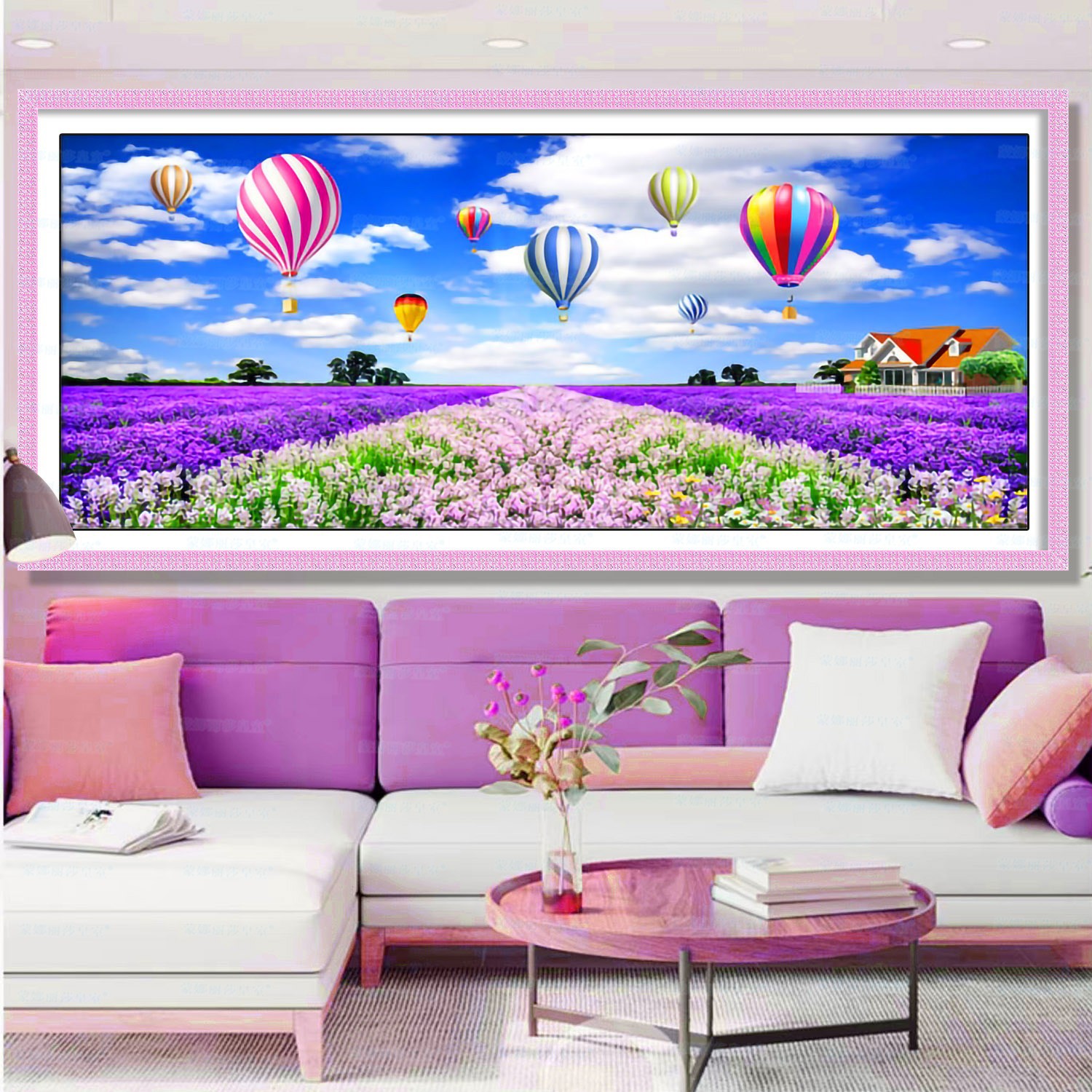 Monalisa Royal punto de cruz Lavender Manor globo aire caliente nuevo paisaje pastoral grande hecho a mano simple image 4