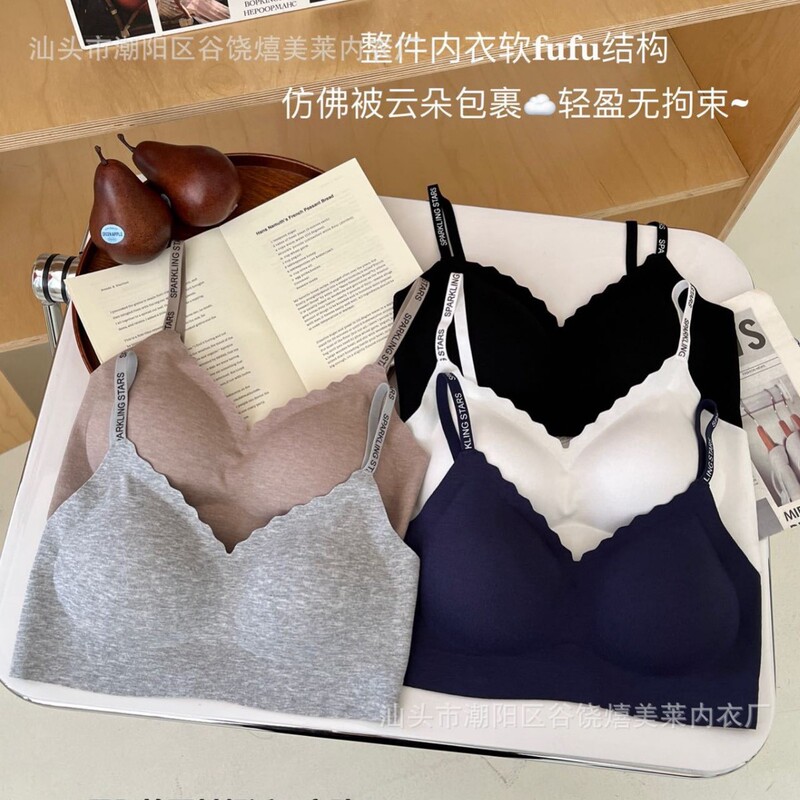 B3-1 Seamless Letter-Print Strapless Bra with Fixed Cups, Sexy Bustier, Gathers and Supports Side Breasts, Prevents Cups from Slipping, Cotton Material, Beautiful Back Design for Women B3-1 Seamless Letter-Print Strapless Bra with Fixed Cups, Sexy Bustier, Gathers and Supports Side Breasts, Prevents Cups from Slipping, Cotton Material, Beautiful Back Design for Women
