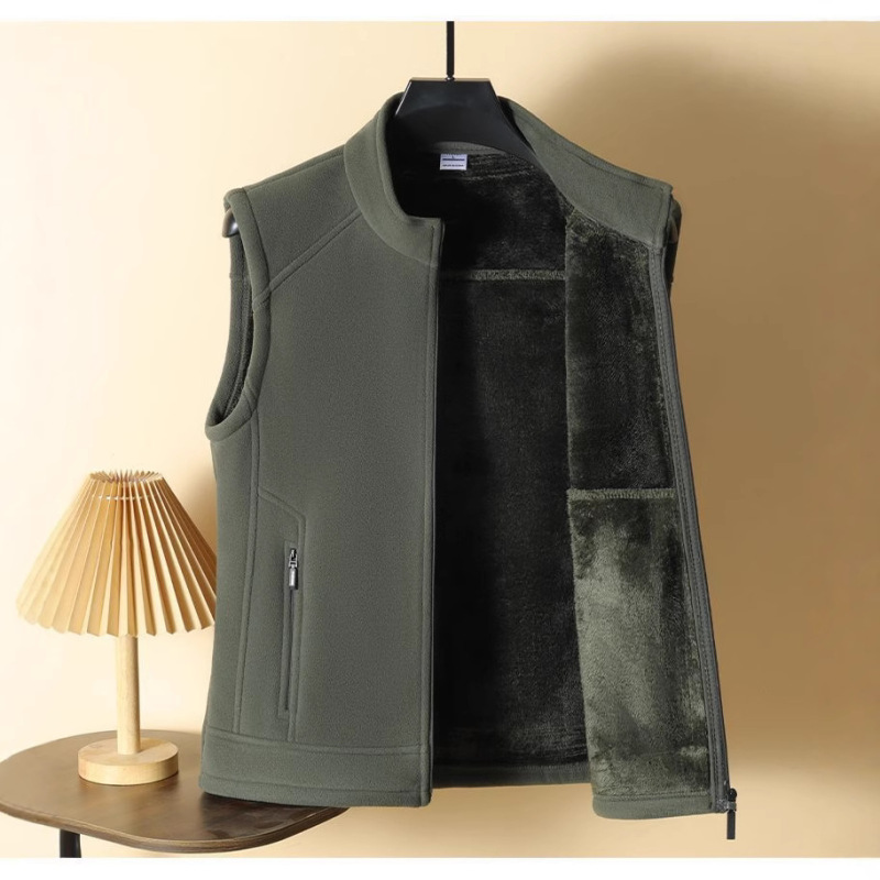 Men's New Fleece Vest with Stand Collar, Thickened Fleece, Sleeveless Warm Jacket for Autumn and Winter Men's New Fleece Vest with Stand Collar, Thickened Fleece, Sleeveless Warm Jacket for Autumn and Winter