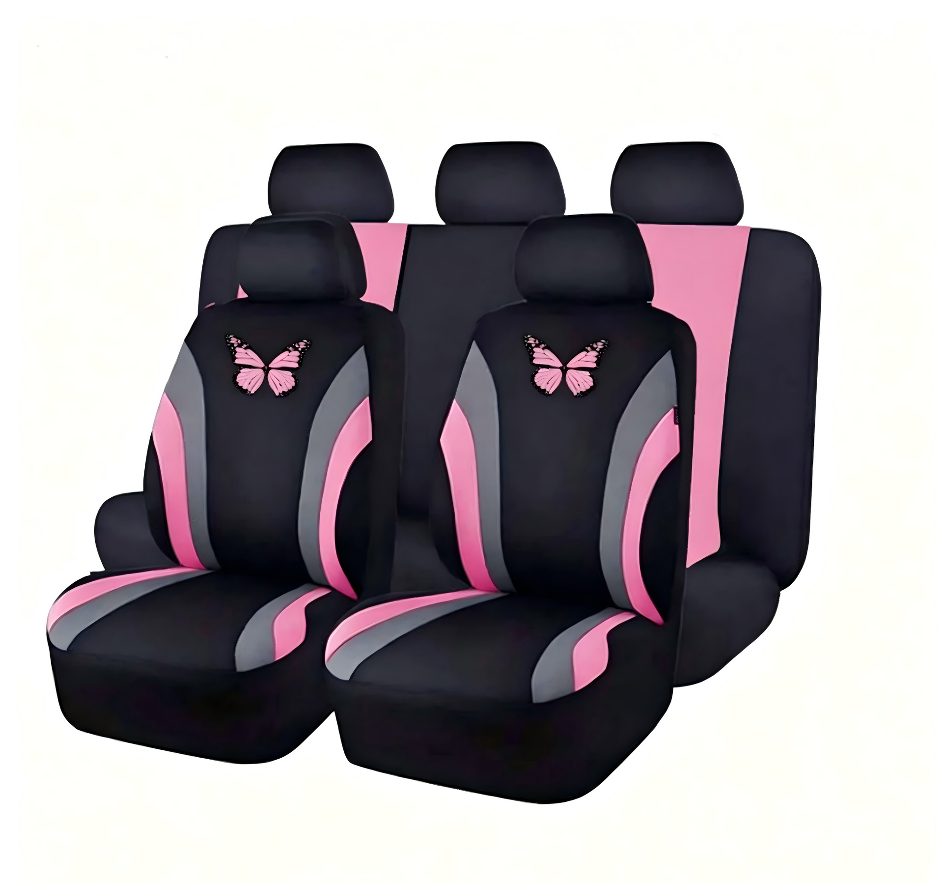 Cross-border bestseller: polyester mesh double-waistline butterfly car seat cover for five-seater, popular export model, suitable for all seasons
