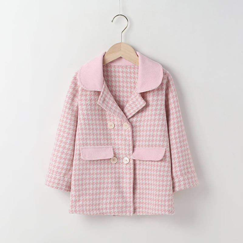 Fashion Houndstooth Polyester Girls Outerwear display picture 2