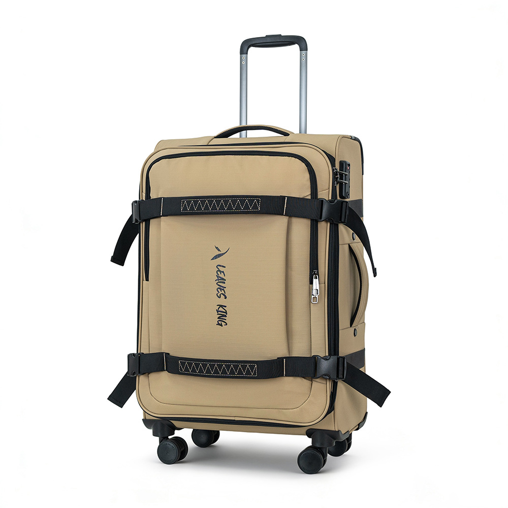 Vali vải Oxford kéo tay 20 inch xách tay dung tích lớn, có khóa mật khẩu — Màu nâu