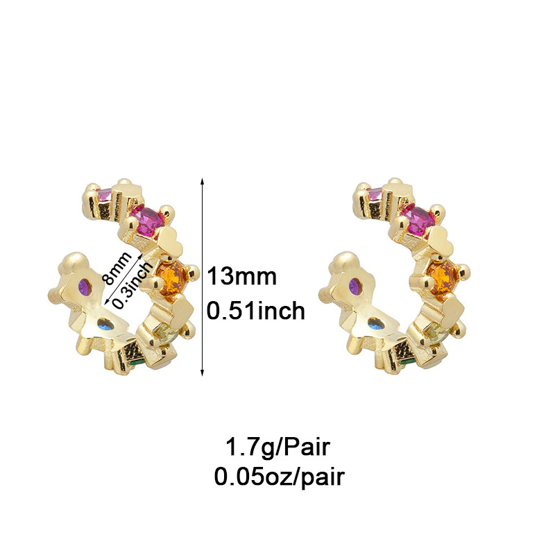 3g Weight Copper Ear Needle Material Zircon Inlay Material Ear Studs Classification 1 Pair Quantity Holiday, Daily Occasion Copper Material Solid Color Pattern Women's Gender Inlay Design Simple Style, Classic Style Style 1 Pair Simple Style Classic Style Solid Color Inlay Copper Zircon Ear Studs 2