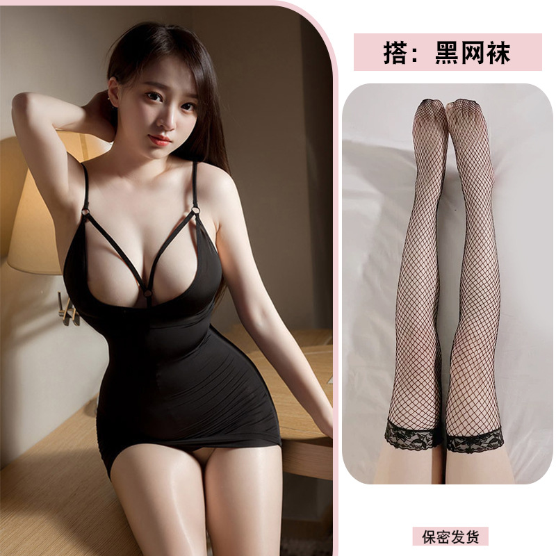 블랙 + 블랙 망사 스타킹