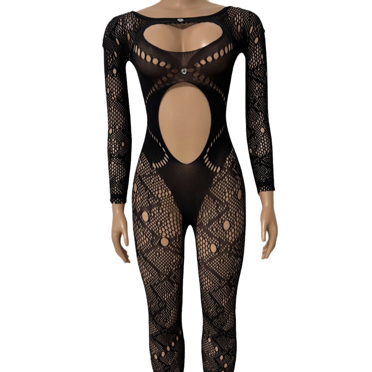 Yue mariposa ropa interior de color sólido cuello redondo encaje hueco delgado sexy de manga larga coqueteando seducción junky YDT032 image 6