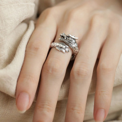 龍鳳對戒情侶款2024新款小眾設計復古國風可調節情侶戒指女