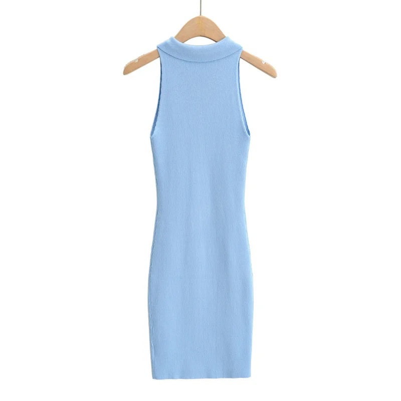 Slim polo collar tight knit dress NSAC34404