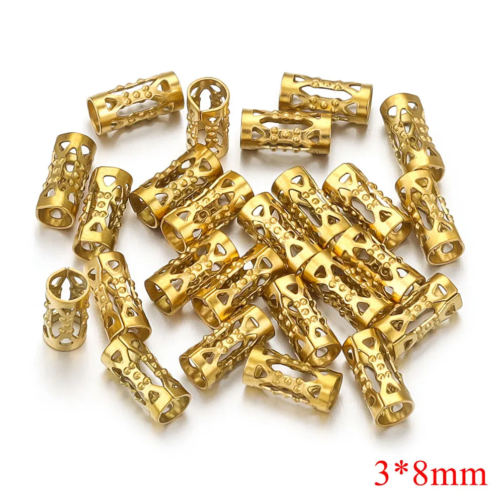 Acero inoxidable largo tubo hueco perlas agujero 3mm cuentas espaciador perlas sueltas DIY joyería collar pulsera joyería