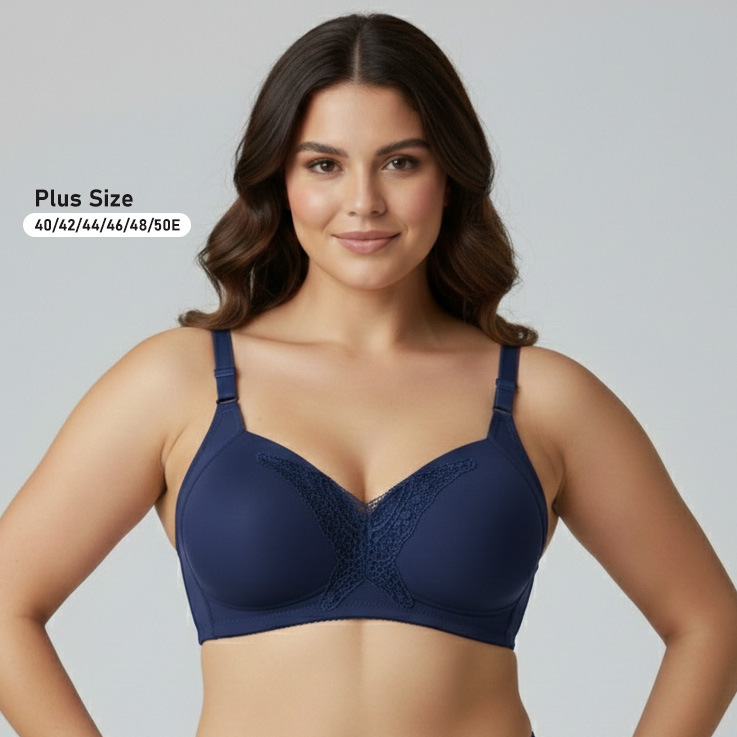 E Cup Plus Size Bra Without Underwire, Thin Style, Anti-Sagging, 38-50 European and American Style Large Size Bra