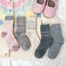 女童袜子秋冬中筒袜韩系甜美堆堆袜女孩学生棉袜儿童袜子秋冬长款