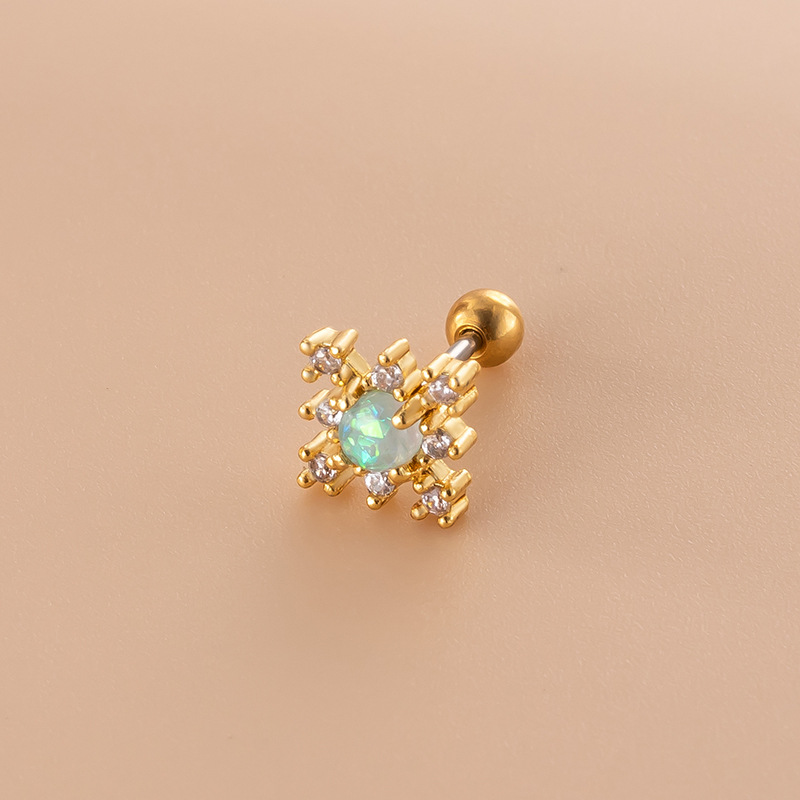 Women'S Gender Fashion Style 1 Piece Ear Cartilage Rings & Studs Fashion Geometric Water Droplets 316L Stainless Steel Copper Inlaid Zircon