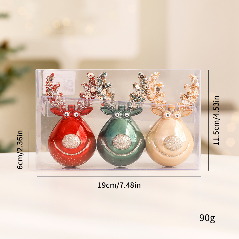 Decoraciones de Navidad Bolas de Navidad rojo, blanco y verde manchas Bolas de Navidad colgantes de árboles de Navidad dibujadas a mano Bolas de Navidad plásticas