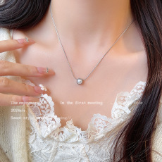 exquisite and versatile opal pendant necklace female high sense light luxury temperament zircon titanium steel clavicle chain new accessories undefined