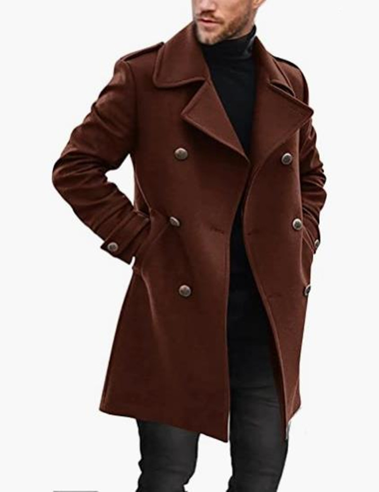 Men's Elegant Streetwear Solid Color Patchwork Double Breasted Coat display picture 2