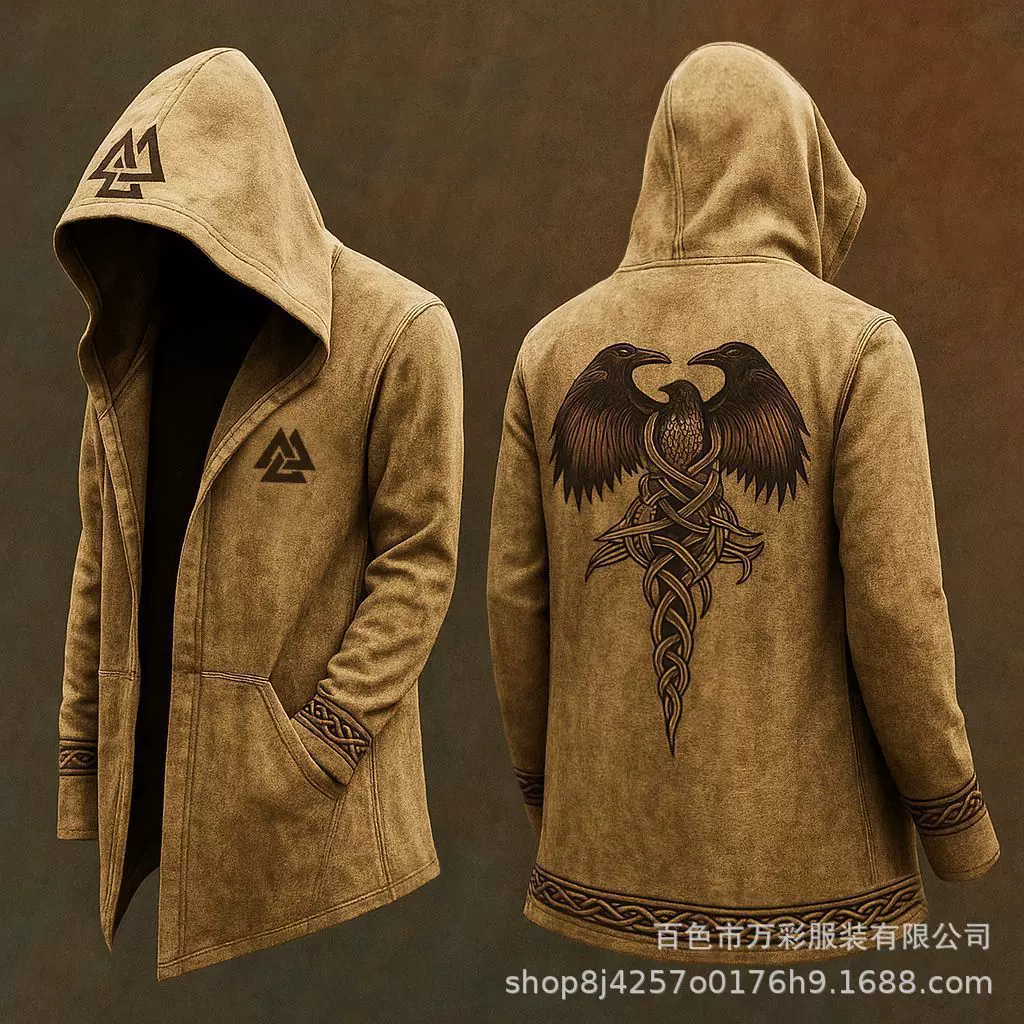 欧美抽象宇宙复古印花春秋男士3D数码印花宽松连帽卫衣开衫外套