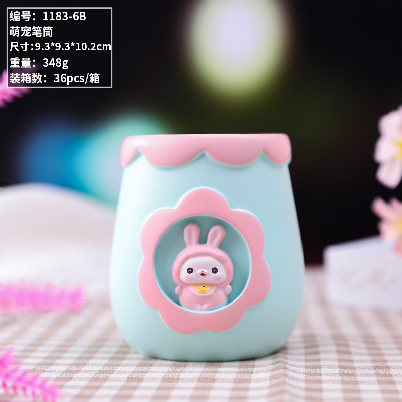 树脂工艺品如意小佛主笔筒多功能收纳桌面文具中国风禅意装饰品|undefined