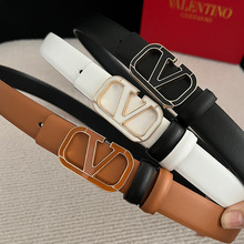 V家新款华伦女士腰带2.3宽度字母扣时尚休闲百搭皮带明星款可代发