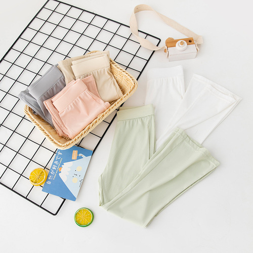Summer Girls' Bell Bottom Pants, Lightweight Girls' Pants, Ice Silk Cool Thin Girls' Pants, Mosquito and Sun Protection Girls' Pants