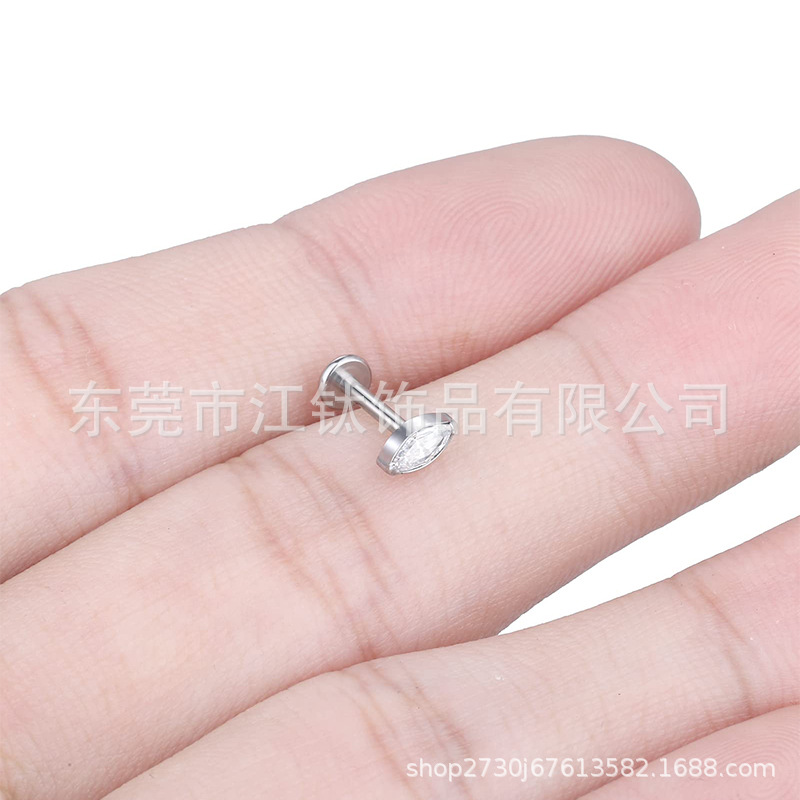 G23 Titanium Horse Eye Lip & Ear Stud Zircon Implant Grade Body Piercing Jewelry detail image 17