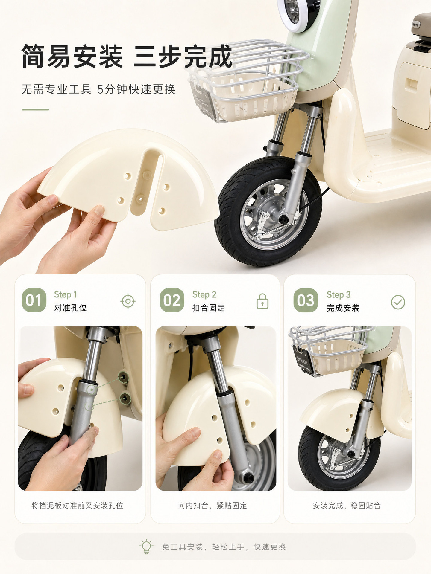 Thickened Front Mudguard, Plastic Mudflap, Water Barrier for Leisure Tricycles and Elderly Vehicles, Universal Mudguard for Water Protection