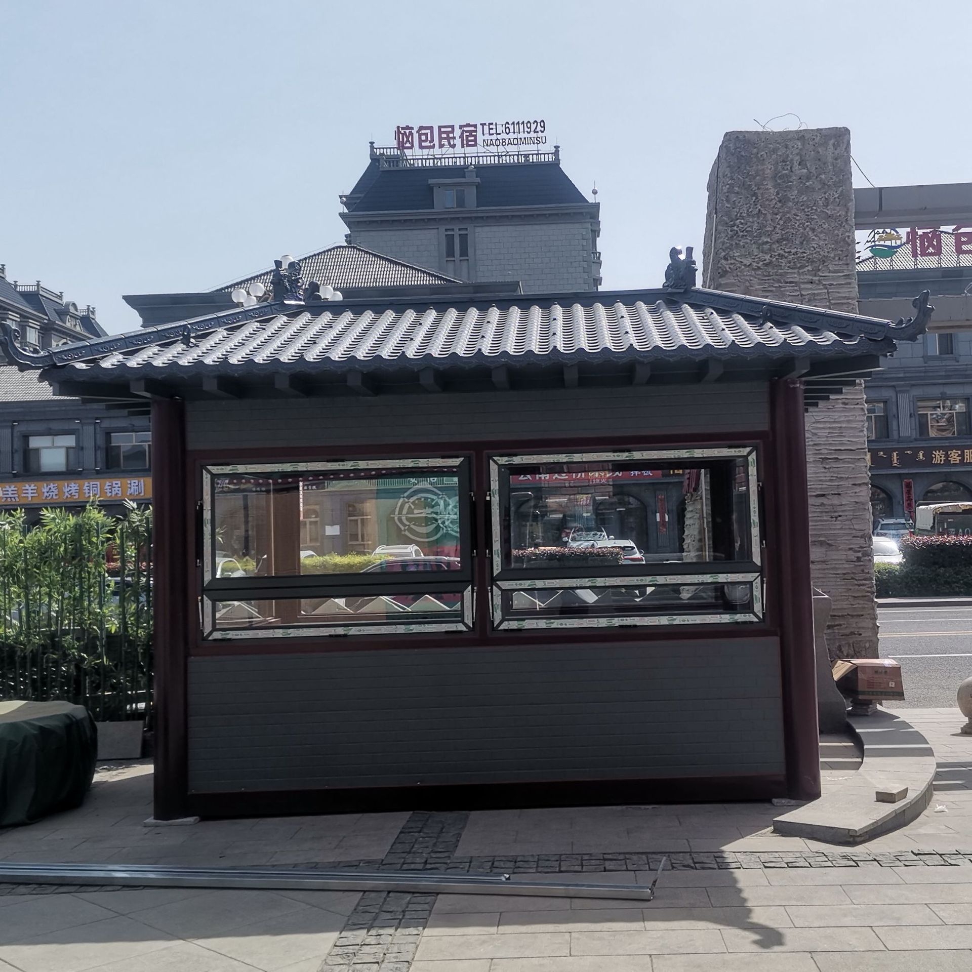Caja de seguridad de estructura de acero Estacionamiento Carga Sala de guardia Área escénica comunitaria Sala de servicio móvil al aire libre Pabellón de seguridad