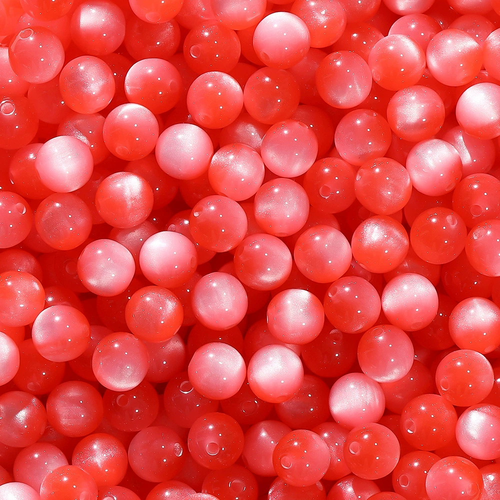 Resin cat's‑eye round beads, 8/10/12 mm, drilled 1.6/1.8/2.0 mm, assorted colors