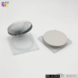 粉饼盒方瓶圆盖高光粉饼腮红盒单层单格圆带镜子内径59mm