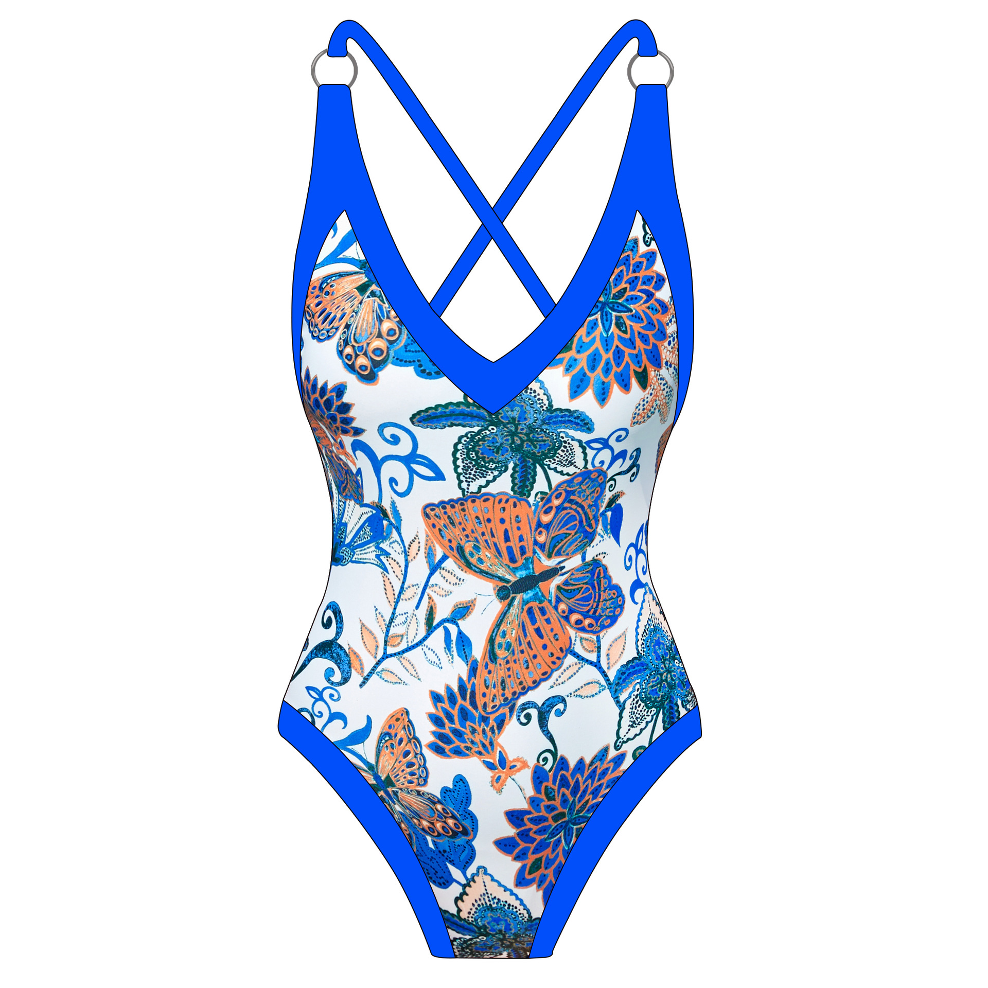 Dames badpak met bedrukte jumpsuit en strandrok van gaasstof_voghion.com