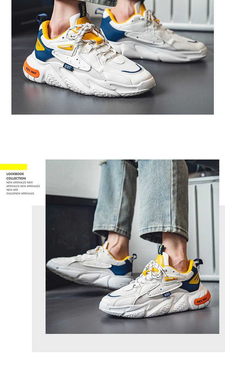 Spring Youth Outwear Mesh Men's Sports Colored Casual Single Student New Thick Sole Small White Shoes_voghion.com