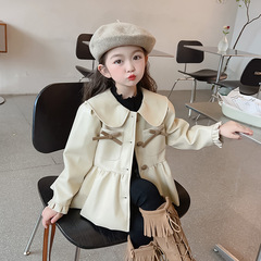 女童春款外套2024新款洋氣女寶寶春季夾克女孩上衣春裝兒童裝皮衣