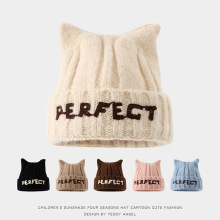 猫耳朵儿童帽子秋冬男童针织帽毛线帽女童宝宝加厚保暖护耳帽冬天