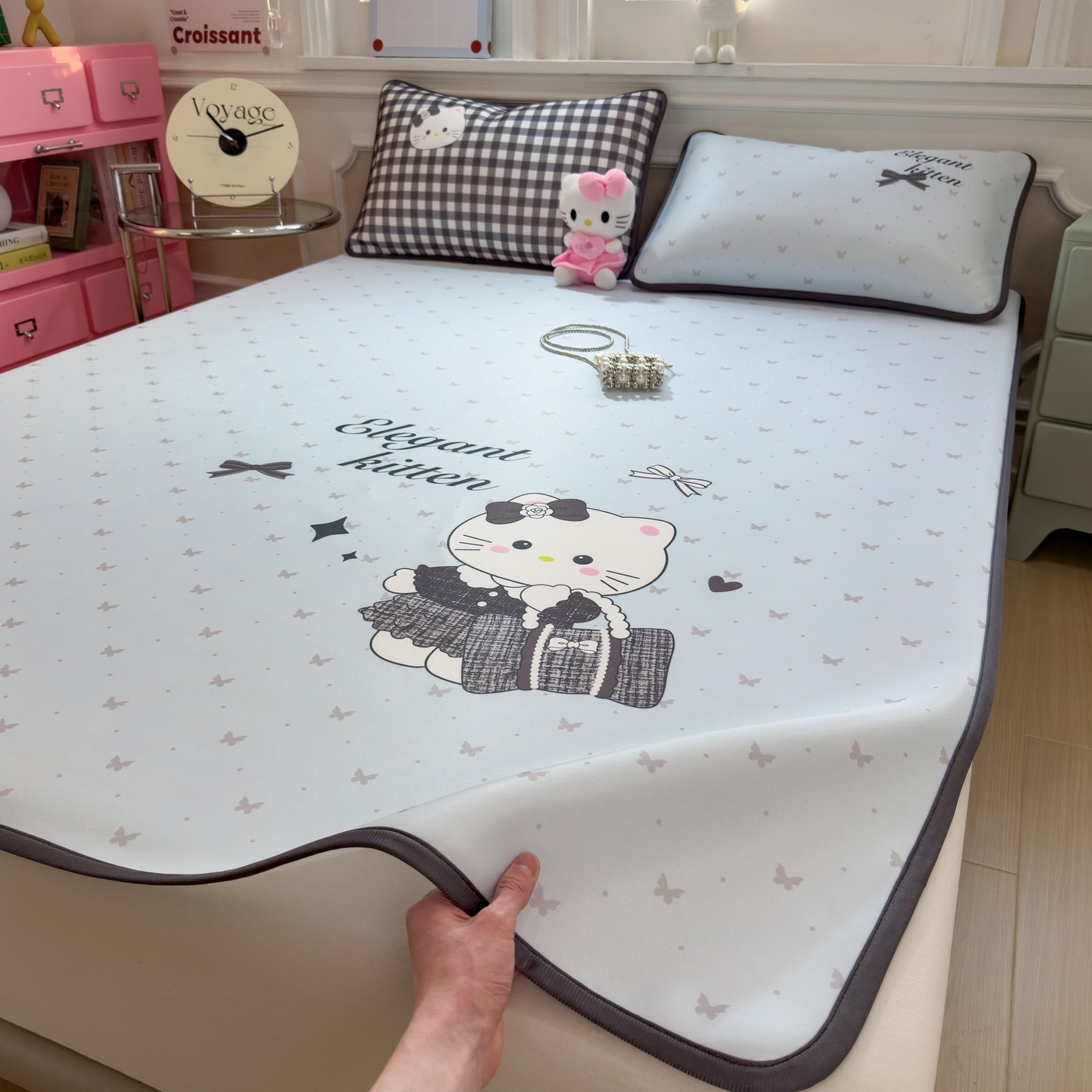 Verano sensación fría alfombra de hielo para dormir desnudo grado madre y niño caricatura lavable con máquina alfombra de hielo de aire acondicionado de tres piezas alfombra suave