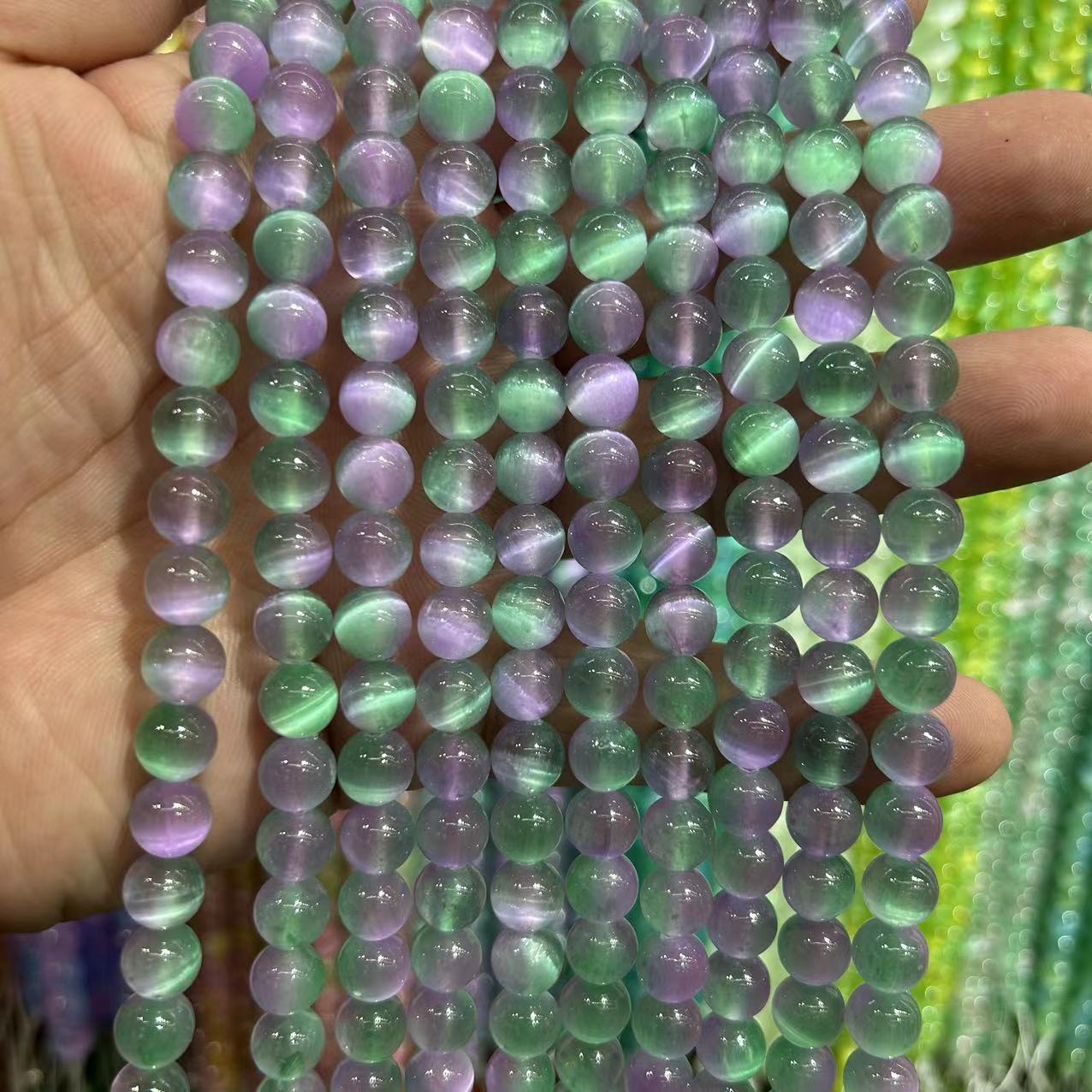 天然石膏石優化彩色圓珠 DIY飾品配件項鍊服裝材料批發半成品代發