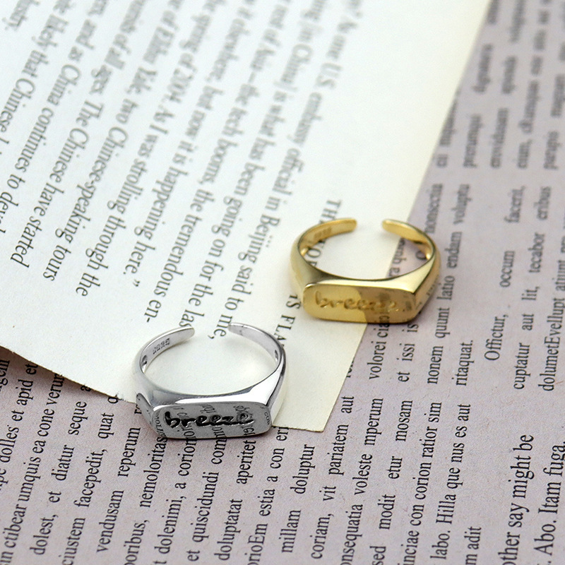 Japanese And Korean Fashion English Letters Ring Ins Special-interest Design Cut Open Couple Rings New Fashion Index Finger Ring display picture 10