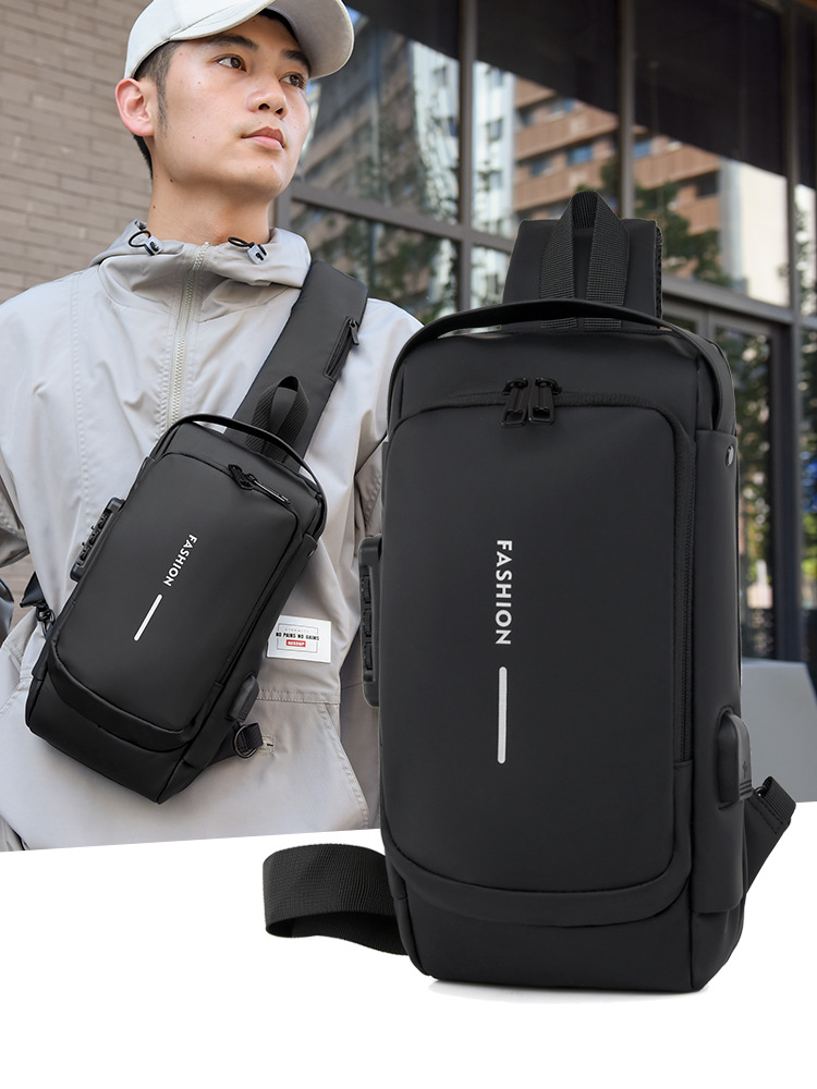 Bolso crossbody de los hombres bolso de pecho bolso de hombro bolso de la cintura de los deportes del ocio pequeña mochila multifuncional crossbody bolso de los hombres Contraseña de bloqueo