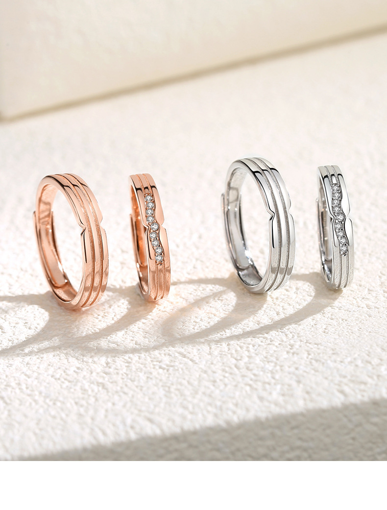 Fashion Geometric Sterling Silver Inlay Zircon Rings 1 Piece