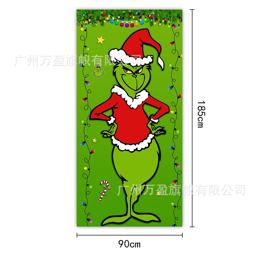 2025 nuevos productos de navidad cortina de bandera Santa Claus para ver la hoja de regalo decoración de tela colgante Bandera de bienvenida de Navidad