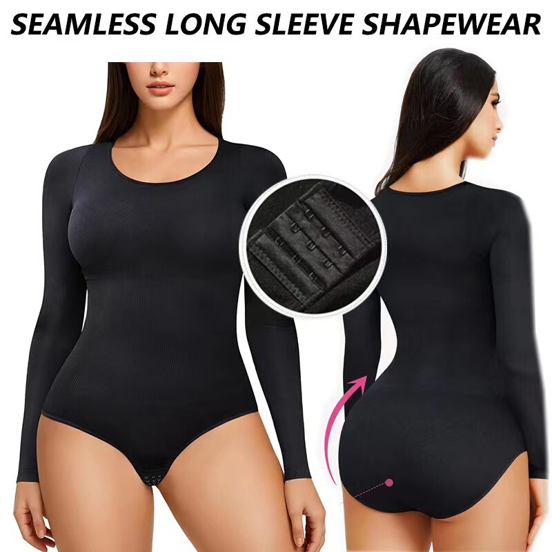 Cross-border body shaping long-sleeved one-piece underwear European and American plus size sexy underwear dress tube top belly shaping body strap bra