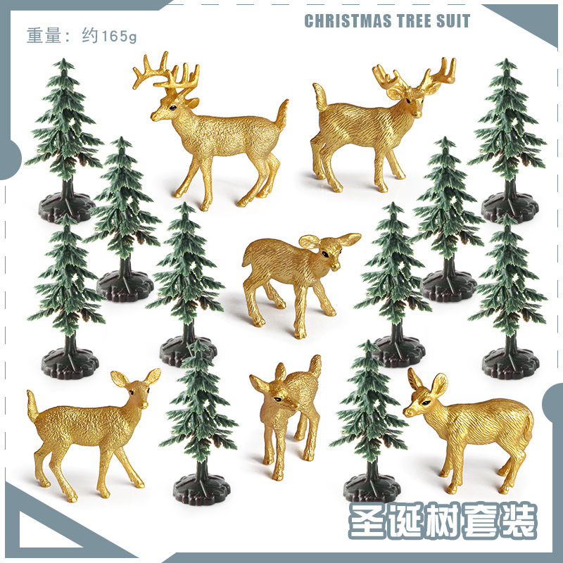 Amazon Navidad escena decoración simulación árbol de Navidad cola blanca ciervo traje arena mesa escritorio decoración modelo estático