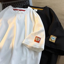 短袖男t恤夏季宽松圆领华夫格上衣服薄款透气打底衫体恤宽松半袖T
