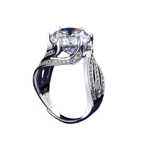 Hot selling princess big diamond pigeon egg luxury 5 carat simulated diamond ring women's high carbon moissanite ring ring