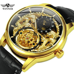 T-Winner European and American men's fashion casual Hollow Moon watch carved hollow automatic mechanical watch