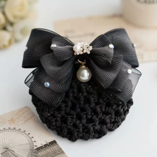 Professional Hairpin Bank Hair Clip Hotel Hair Net Waiter Nurse Hair Net Bun Korean Style Bow Flight Attendant Hair Accessory