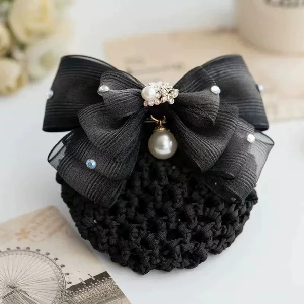 Professional Hairpin Bank Hair Clip Hotel Hair Net Waiter Nurse Hair Net Bun Korean Style Bow Flight Attendant Hair Accessory