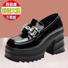 乐福单鞋女2025春秋季新款爆款时尚英伦百搭松糕底粗跟高跟小皮鞋