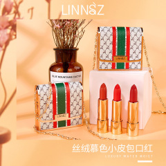 震え音爆金linnsz/琳化粧レースの柔らかい霧の皮の包みの口紅のスーツの3本のセットの箱の陳婷の同金