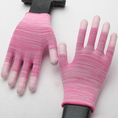 PU coated finger-coated anti-static gloves Labor protection wear-resistant work nylon dip-coated smart thin breathable gloves